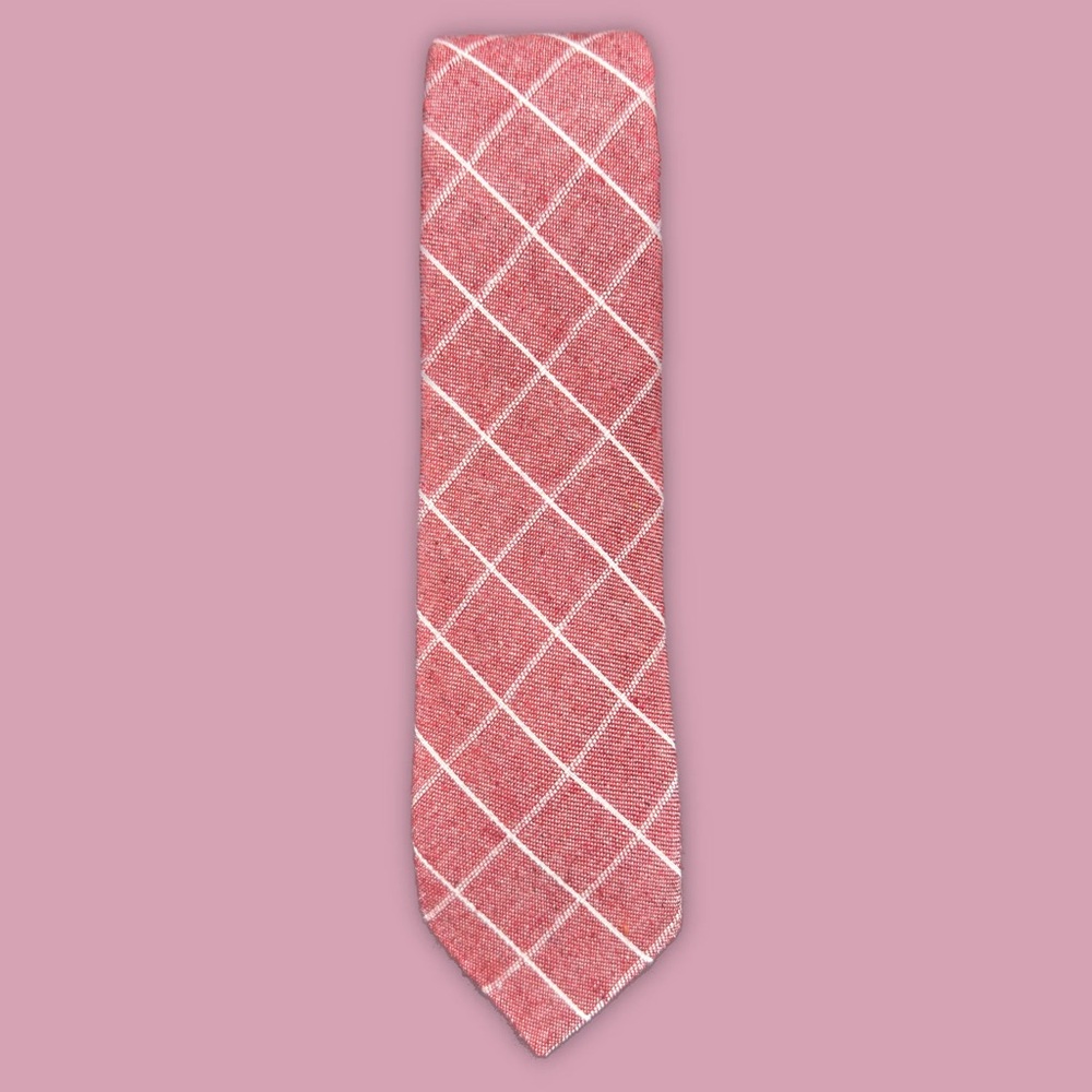 New - 1901 Classic Faded Red Checkered Men's Tie